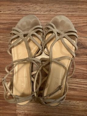 J. Crew Taupe Suede Strappy Lace-Up Sandals
